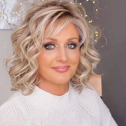 New listing Natural Bob Curly Silk Top Base Hair Topper Easily blended with your own hair