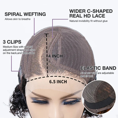 Trendy Curly Glueless Undetectable Invisible Short Lace Wig