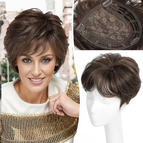 【BUY 2 GET 1 FREE 】Cover Thinning Crown with Short Pixie Cut Style Hair Toppers for Women