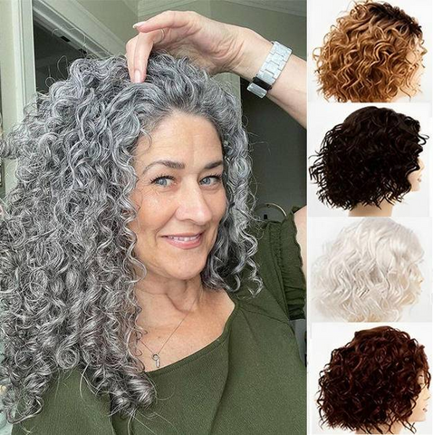 【BUY 2 GET 1 FREE 】Curly Hair Topper with 4 Clips for Thinning Hair