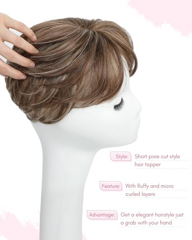 【BUY 2 GET 1 FREE 】Cover Thinning Crown with Short Pixie Cut Style Hair Toppers for Women