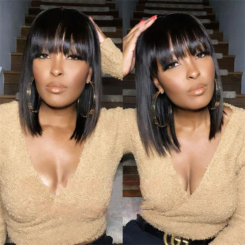Straight Middle Part / With Bangs Bob Wig | Brazilian Hair Wigs