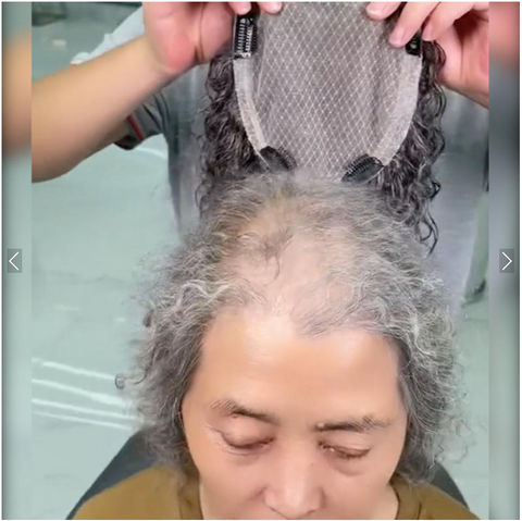 【BUY 2 GET 1 FREE 】Curly Hair Topper with 4 Clips for Thinning Hair